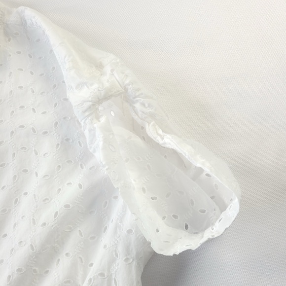 Zara White Eyelet Midi Dress button front size M - Picture 8 of 12